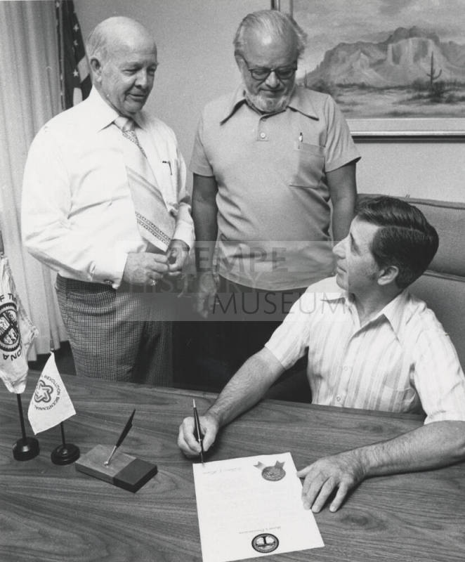 H. Pyle, Uknown Man, Mayor W. Lopiano