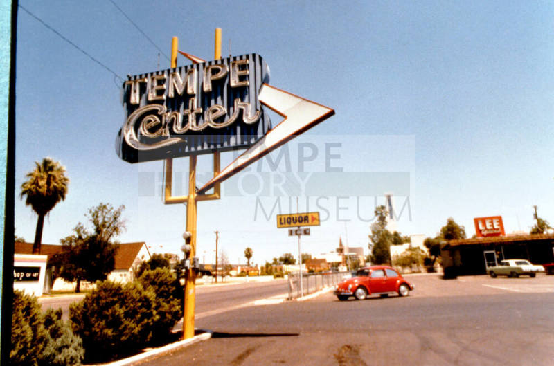 800 block on the east side of Mill is the entrance sign to Tempe Center