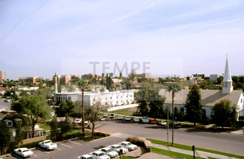 101  block on E. 6th Street - Elevated view of the Tempe Congregational Church