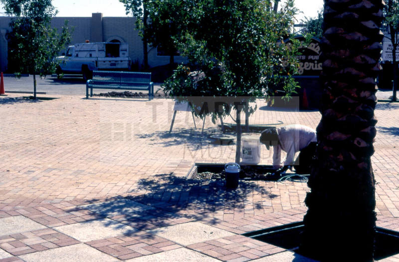 Street scene of Northeast corner of University Dr. and Myrtle Ave.