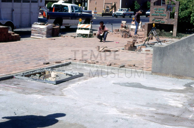Construction work at All Saints Catholic Newman Center, University Dr. and College Ave.