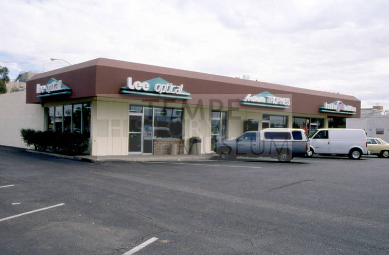 SE Corner of University Dr. and Mill Ave. - Tempe Center. Lee Optical, Artistic Trophies and Baskin Robbins