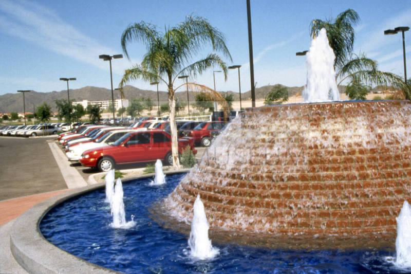 Water Feature and Parking Lot at Arizona State University Research Park