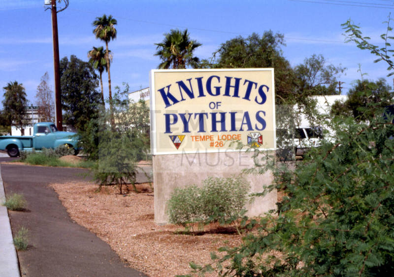 1606 E. Apache Blvd., Knights of Pythias sign