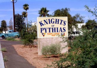 1606 E. Apache Blvd., Knights of Pythias sign