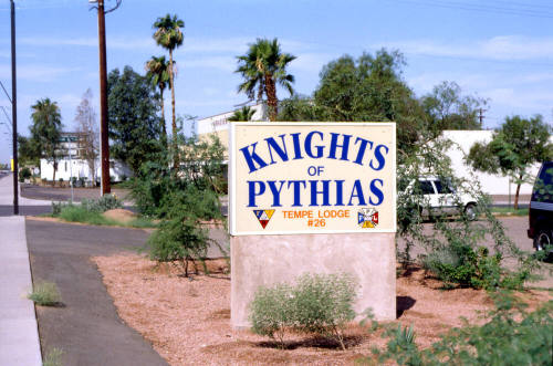 1606 E. Apache Blvd., Knights of Pythias sign