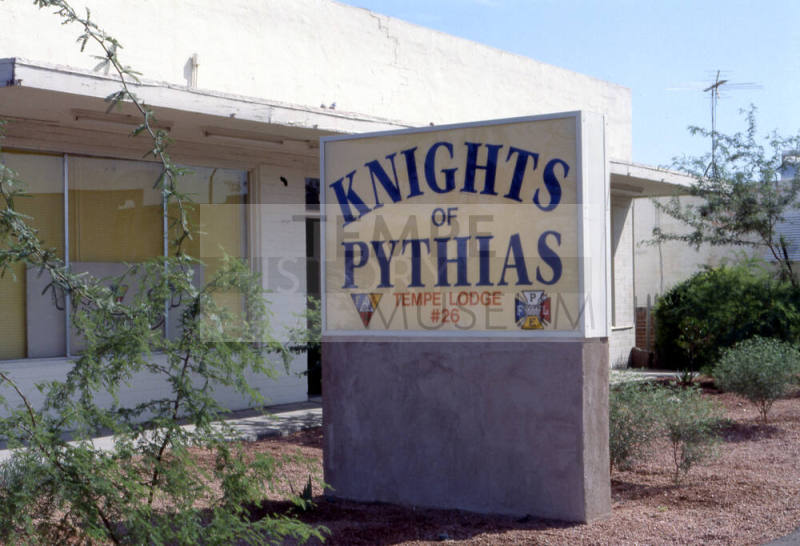 1606 E. Apache Blvd., Knights of Pythias sign