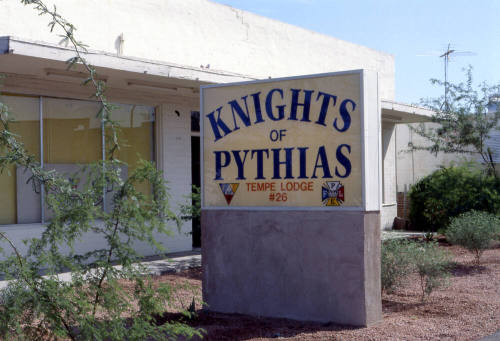 1606 E. Apache Blvd., Knights of Pythias sign