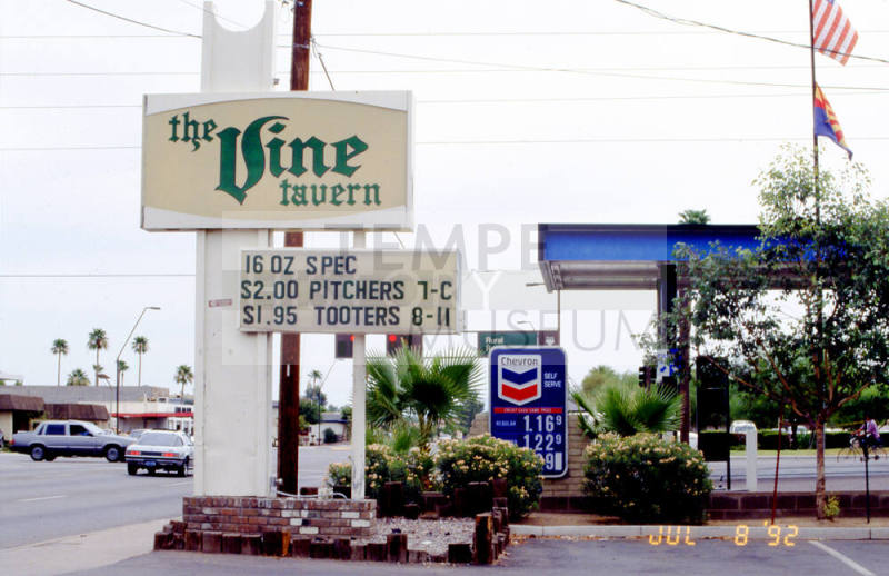 Vine Tavern Sign and Chevron Gas-Station, 801 E. Apache