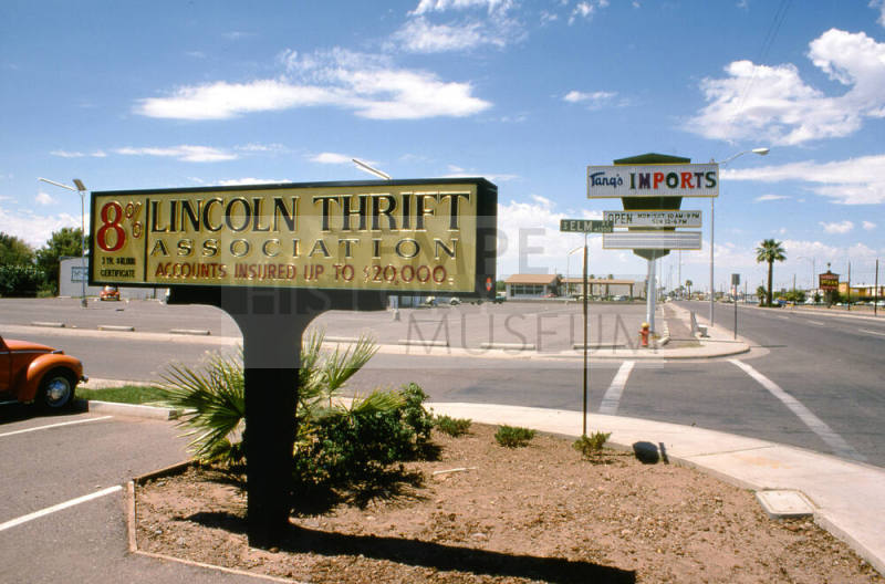 Lincoln Thrift and Tang's Imports Signs, 1601 E. Apache
