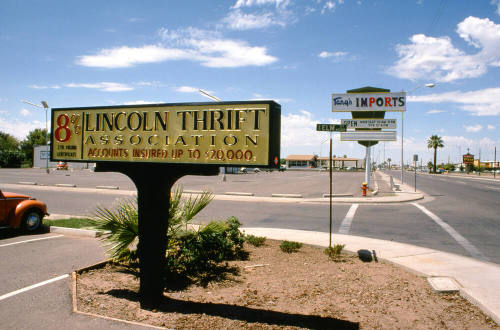 Lincoln Thrift and Tang's Imports Signs, 1601 E. Apache