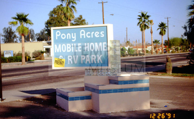 Pony Acres Mobile Home RV Park new sign, 1847 E. Apache
