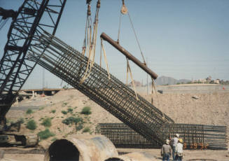 Setting D/S Rebar Cage at Pier #1 (W)