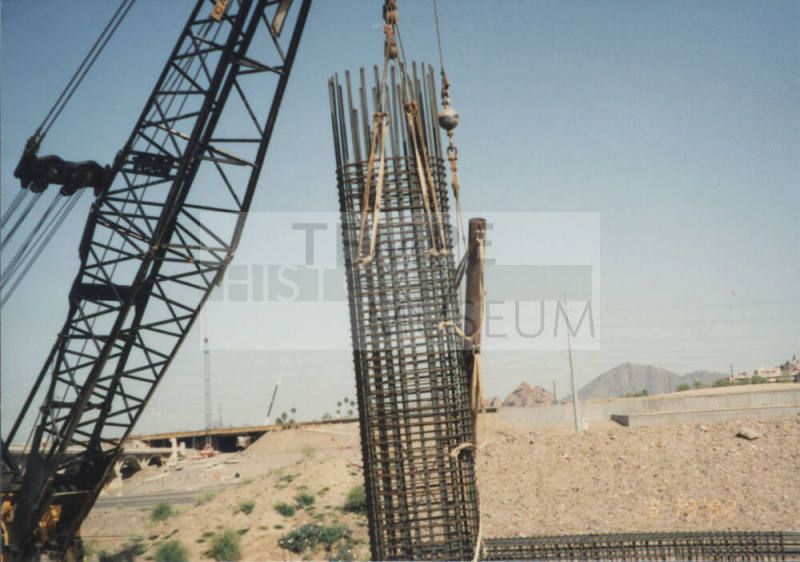 Setting D/S Rebar Cage at Pier #1 (W)