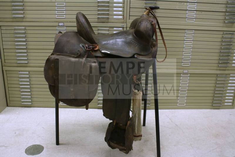 World War I cavalry saddle and rope