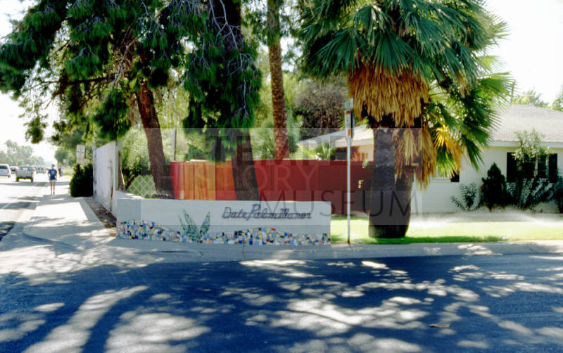 Date Palm Manor sign, W. Palmcroft Dr. and S. Mill Ave.