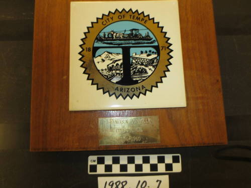 Plaque - City of Tempe, Francis N. Connoly, City Council 1954-1960