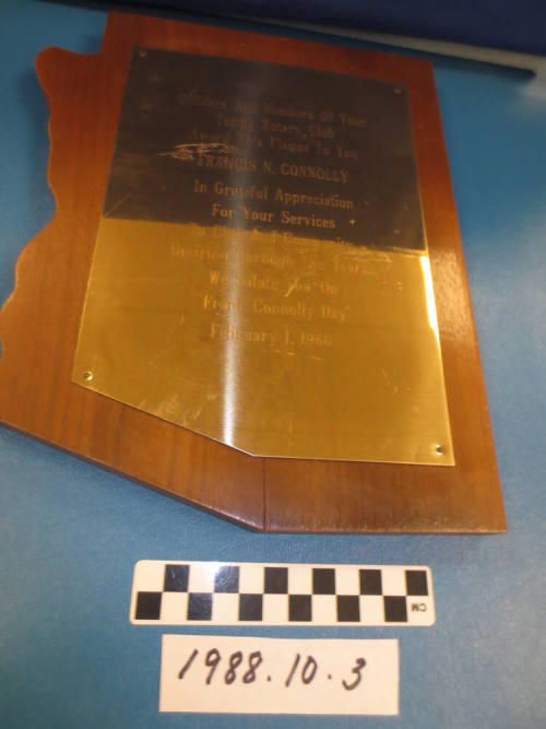 Plaque- Awarded by Tempe Rotary Club, 1966