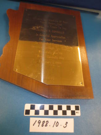 Plaque- Awarded by Tempe Rotary Club, 1966