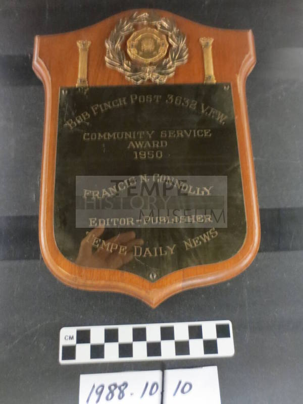 Plaque- Service Award to Francis Connolly From VFW Post 3632