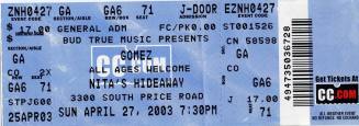 Ticket: Gomez - Nita's Hideaway