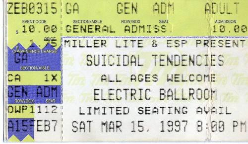Suicidal Tendencies March Ticket