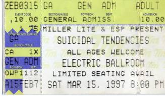 Suicidal Tendencies March Ticket