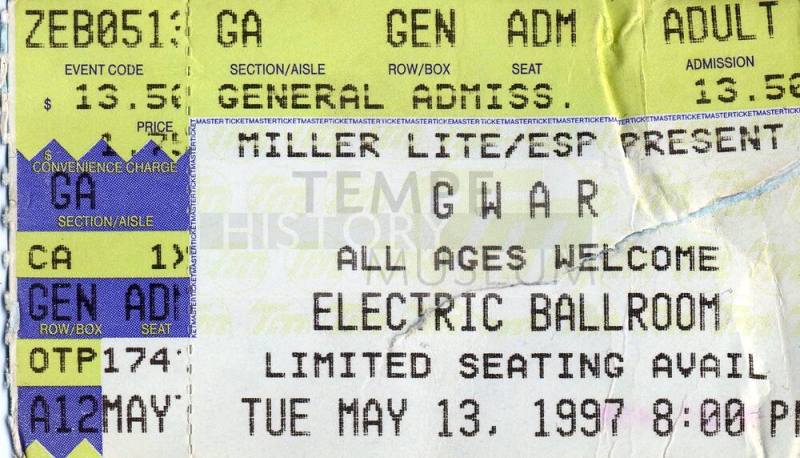 GWAR Ticket, May, 1997