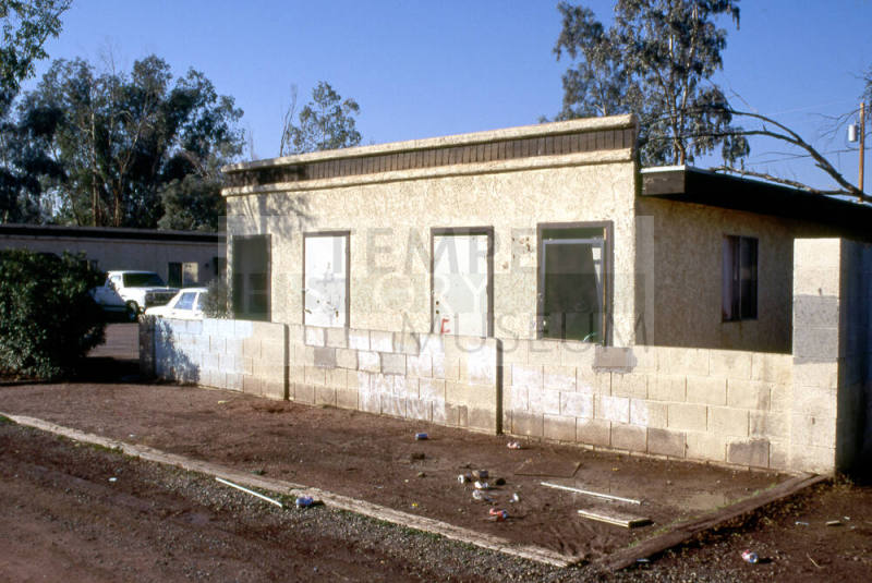 Small stucco building