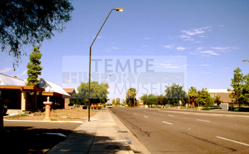 Apache Boulevard looking west at S. 1100 block