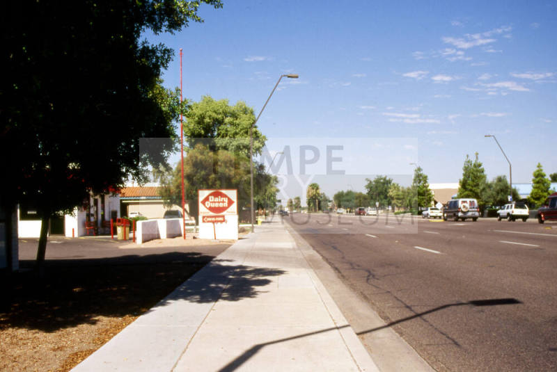 Apache Boulevard looking west from Cedar St.