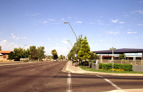 Apache Blvd. looking west at Dorsey Ln.