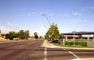 Apache Blvd. looking west at Dorsey Ln.