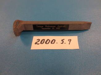 Spike - Railroad, Engraved Plate "Tempe Welcomes Amtrak Sept. 19, 1987".