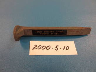 Spike - Railroad, Engraved Plate "Tempe Welcomes Amtrak Sept. 19, 1987".
