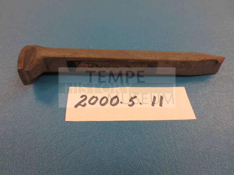 Spike - Railroad, Engraved Plate "Tempe Welcomes Amtrak Sept. 19, 1987"