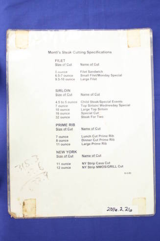 Monti's La Casa Vieja Steak Cut Descriptions
