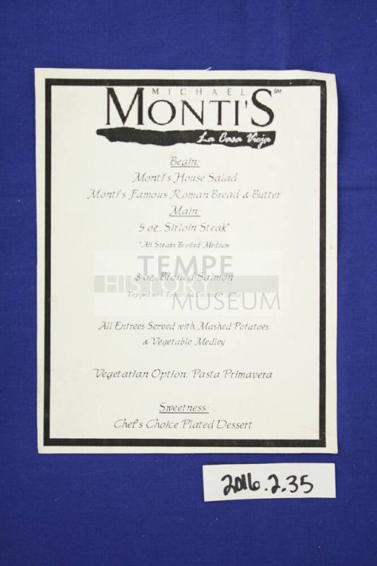 Monti's La Casa Vieja Menu