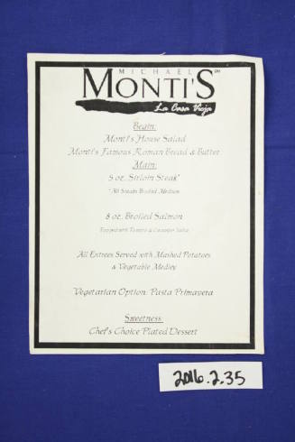 Monti's La Casa Vieja Menu
