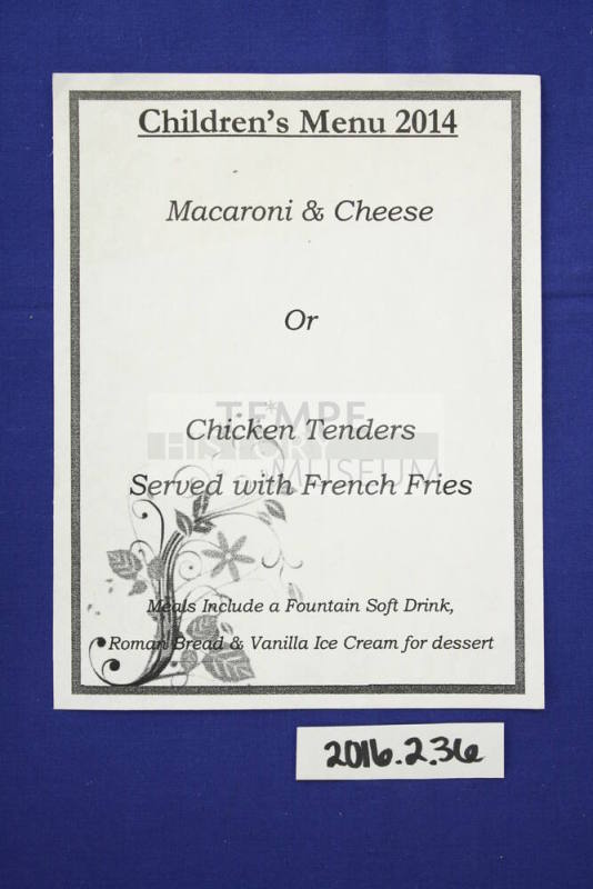 Monti's La Casa Vieja Children's Menu 2014