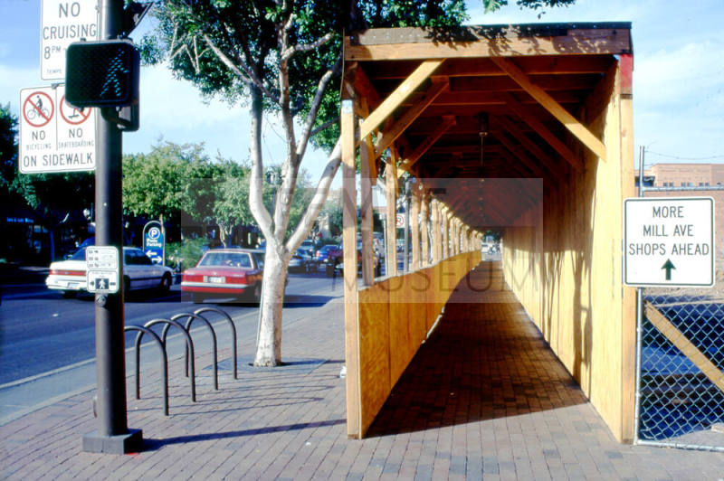 Brickyard construction walkway, Mill Ave. at 7th St.
