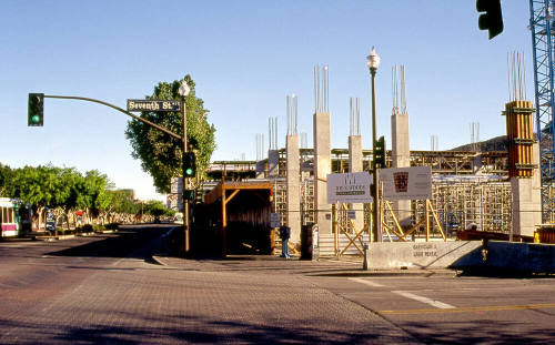 Brickyard construction from 7th St. and Mill Ave.
