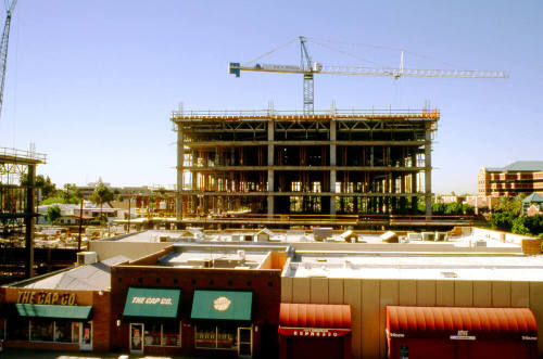 Brickyard construction in progress, from north
