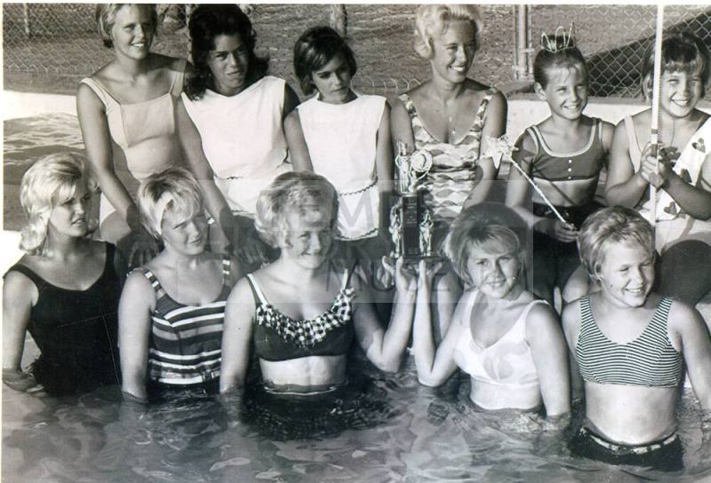 Tempe AAU Junior Synchronized Swim Team with Trophy