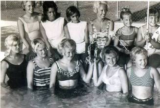 Tempe AAU Junior Synchronized Swim Team with Trophy
