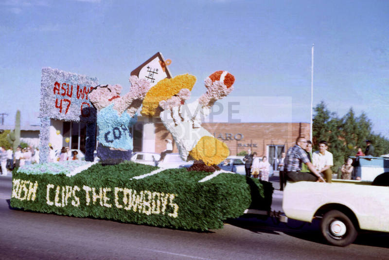 "ASU Clips the Cowboys" Float in Mill Ave. Parade