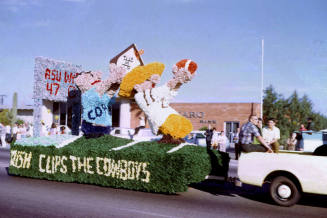 "ASU Clips the Cowboys" Float in Mill Ave. Parade