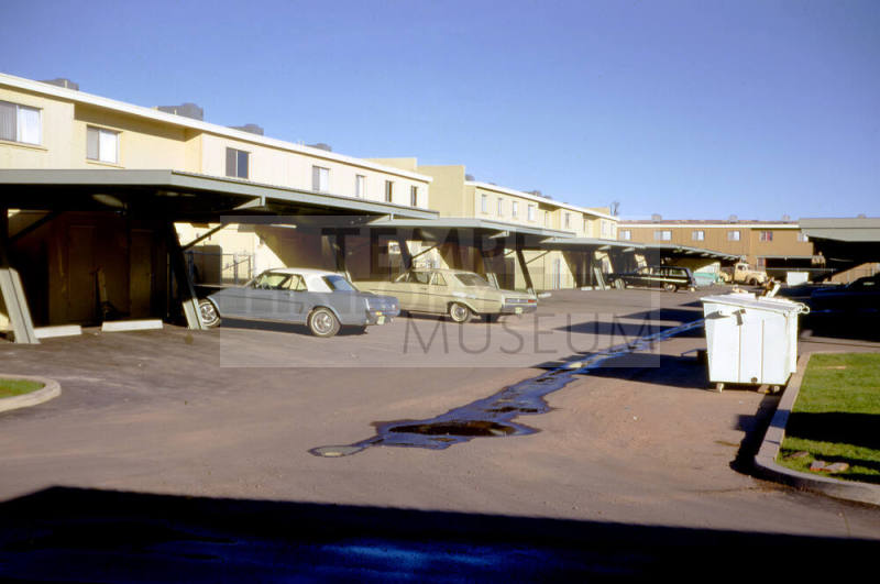 Townhouse service drive and carports