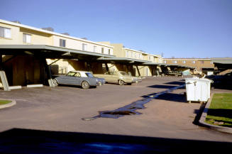 Townhouse service drive and carports
