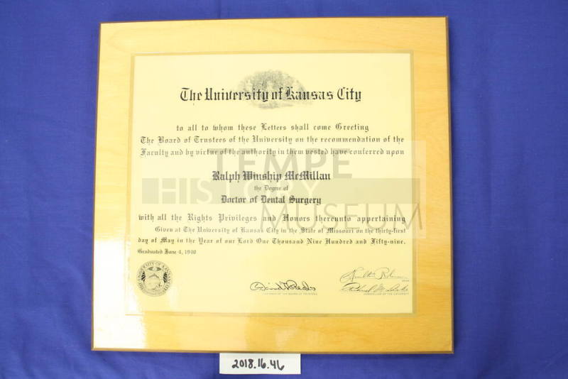 Doctor of Dental Surgery : Ralph McMillan